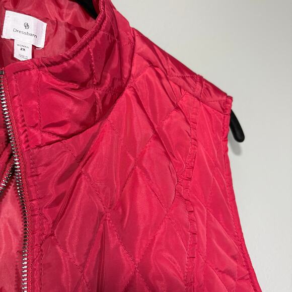 Dressbarn Red Zip Front Preppy Quilted Puffer Vest - Size 2X - Women's Plus Size - Picture 2 of 7